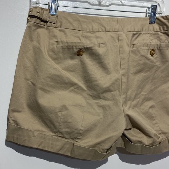 MICHAEL Michael Kors Women's Tan Pleated Front Adjustable Strap Chino Shorts 8 - Picture 6 of 6